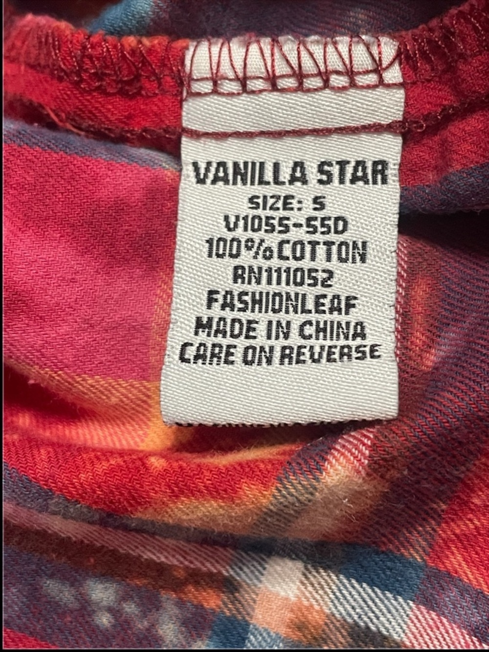 Vanilla Star Red and Navy Plaid Button-Up with Bleach Accent - Picture 7 of 10